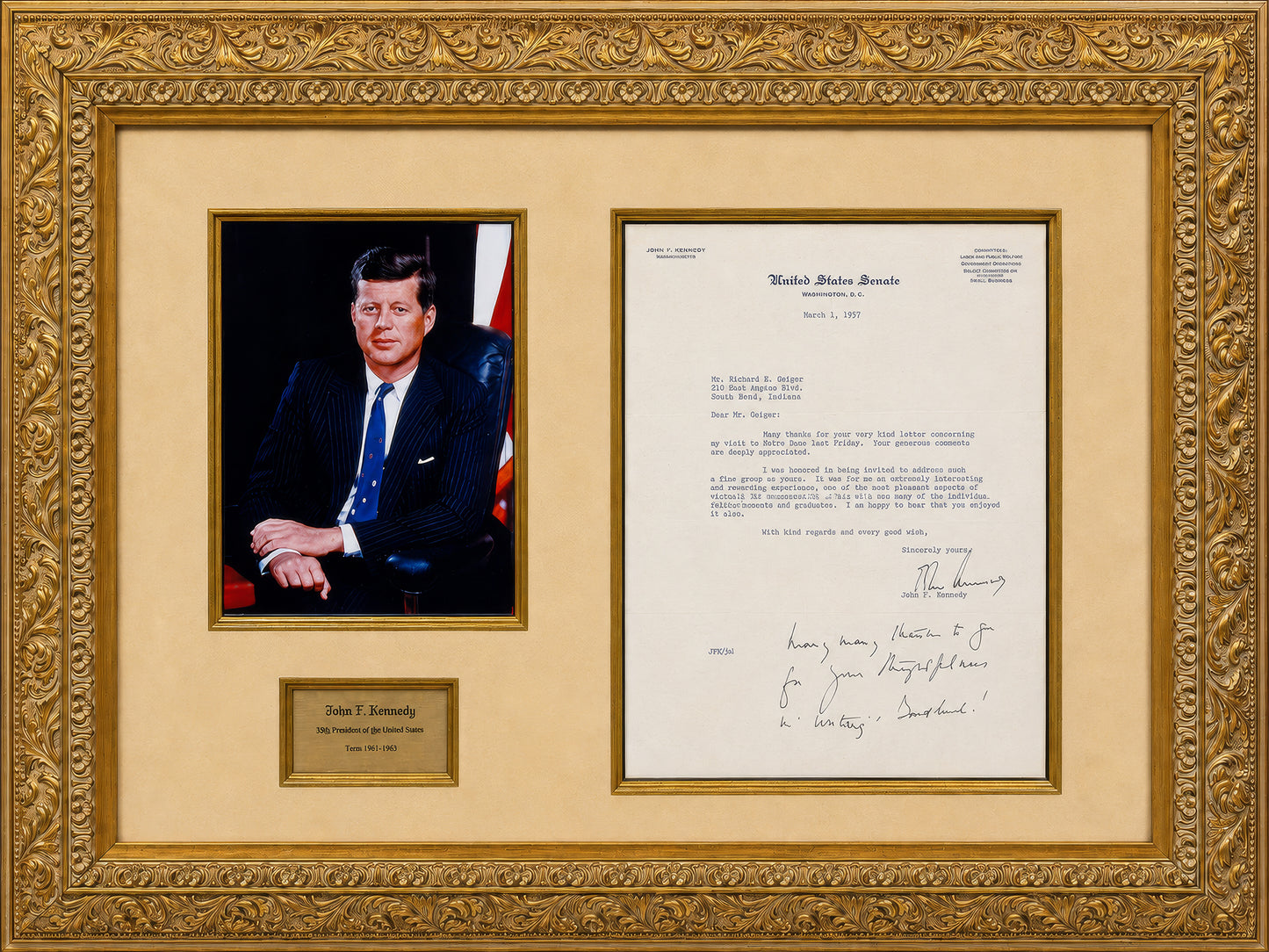 John F. Kennedy Letter